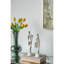 Figurine humaine abstraite en aluminium 3 x 2,5 x 11 po sur support en marbre, argent / blanc