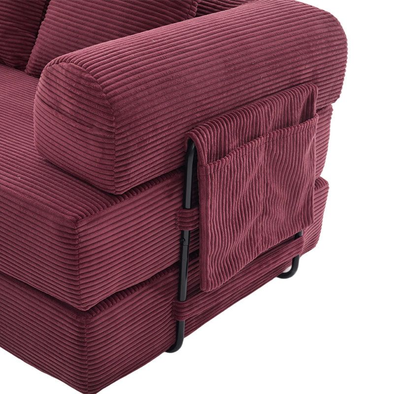 3 Seater Corduroy Sofa, Wine Red
