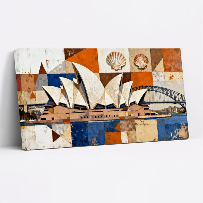 Opéra de Sydney et pont Harbour Bridge, ensemble de 1 reproduction d'art sur toile tendue, H 24 po x l 48 po