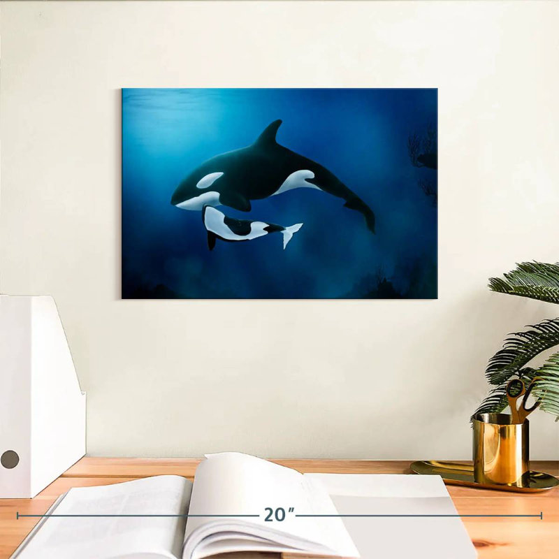 Brampt Mother And Baby Orca, 8" H x 12" W