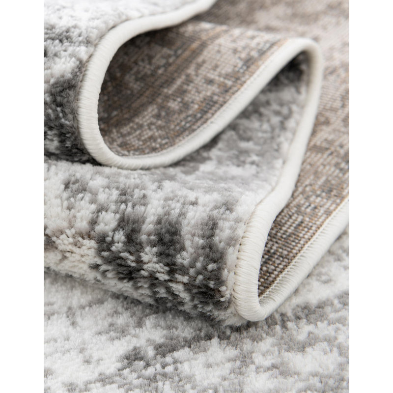 Tapis à motifs floraux Brandt, Non, Grey, Tapis de couloir 2 pi x 5 pi 1 po