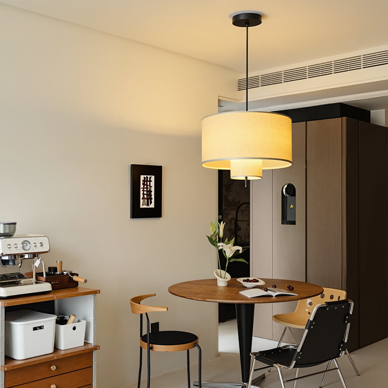 1-Light Minimalist Pendant Lights Drum Kitchen Island, 10.24" H x 15.75" W x 15.75" D
