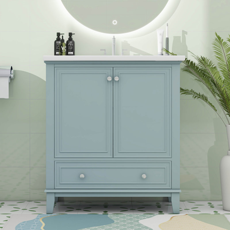 Meuble-lavabo 30 po avec lavabo et tiroir, Vert