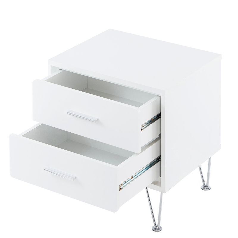 Table moderne blanche moderne avec pieds en épingle pour une vie fonctionnelle côté élégant, Blanc