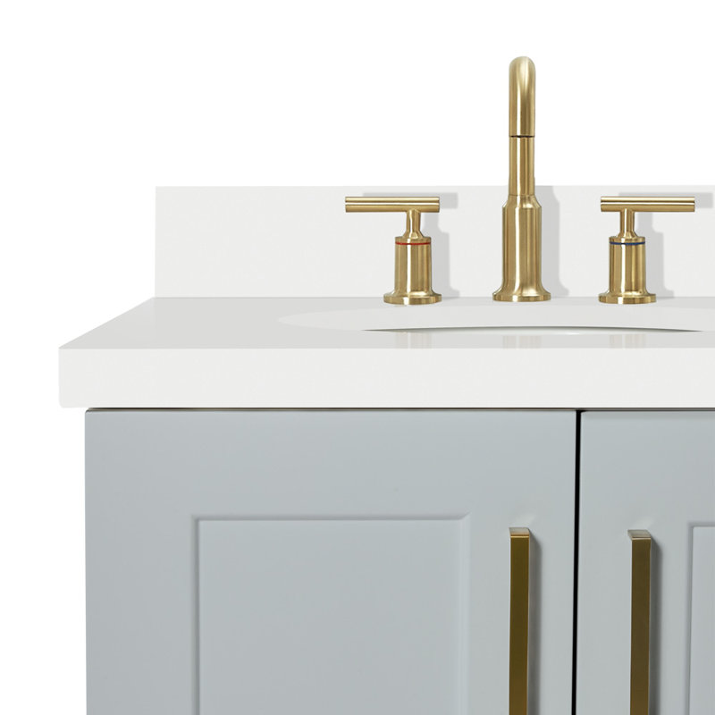 37 IN.  Single Bathroom Vanity, Gray, Left, Oval
