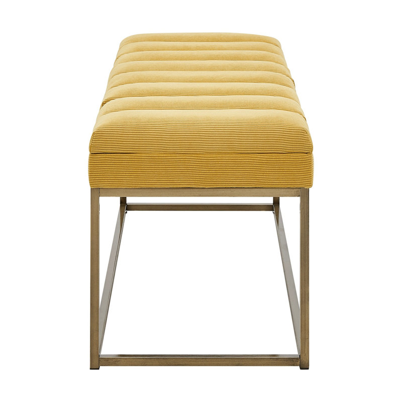 Darius 48'' Montello Yellow Polyester Bench with Brushed Gold Steel Base