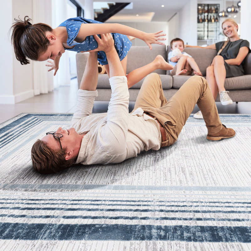 Tapis bleu / 2x 2 x 8, teinture sans perte de poils, pour étude de la chambre de bébé, Tapis de couloir 2 pi x 8 pi