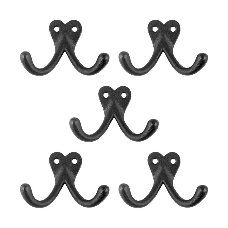 Double Wrought Iron Wall Mounted Robe Hook