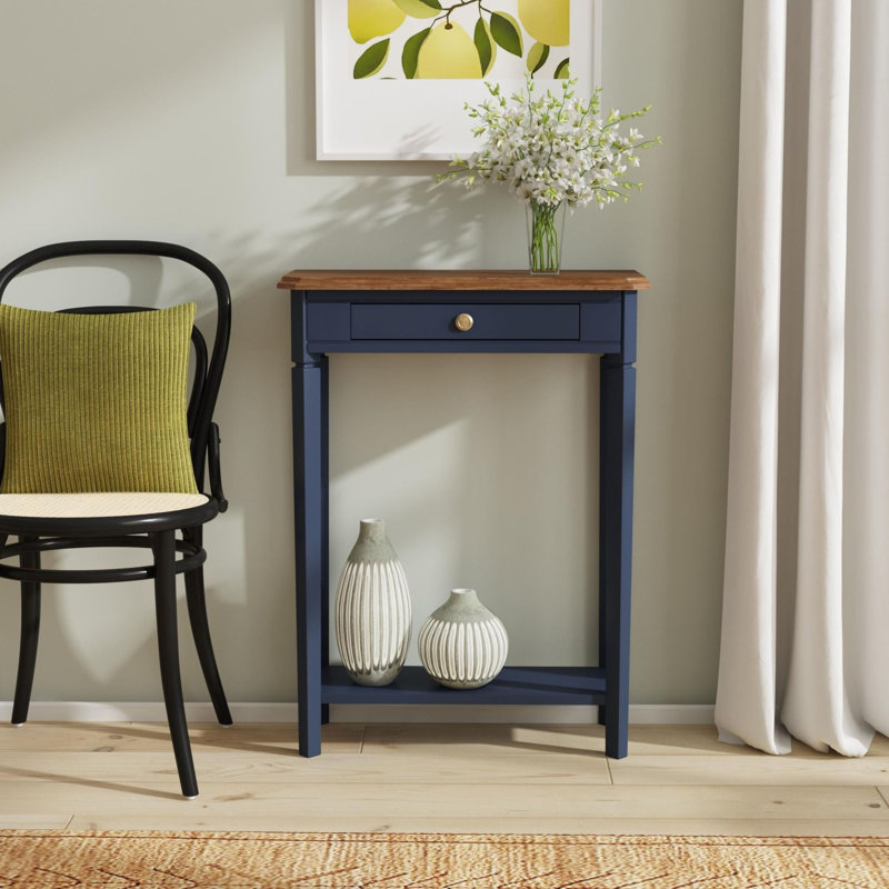 Hageman 2-Tone Console Table with Drawer, Navy