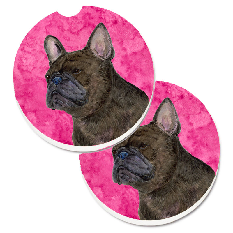 Sous-verre barbu collie voiture, Bouledogue français noir