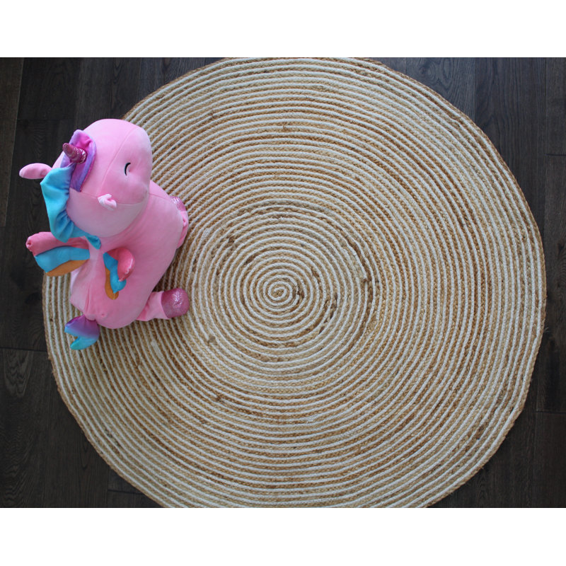 Tapis ivoire naturel rond en jute