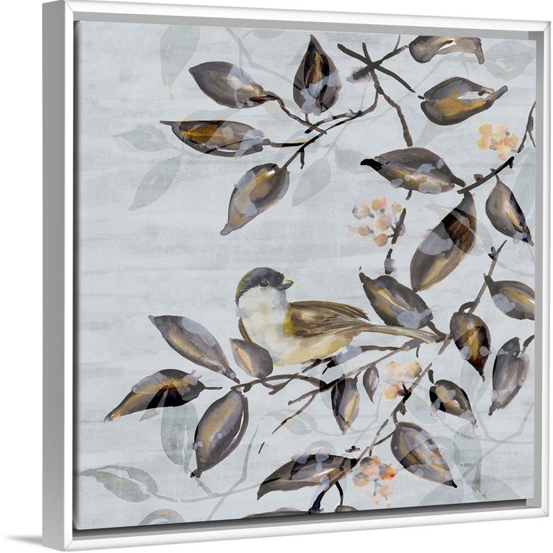 "Tweet Tweet I" par Eva watts, reproduction d’art sur toile, Cadre blanc, 38" H x 38" W x 1.75" D