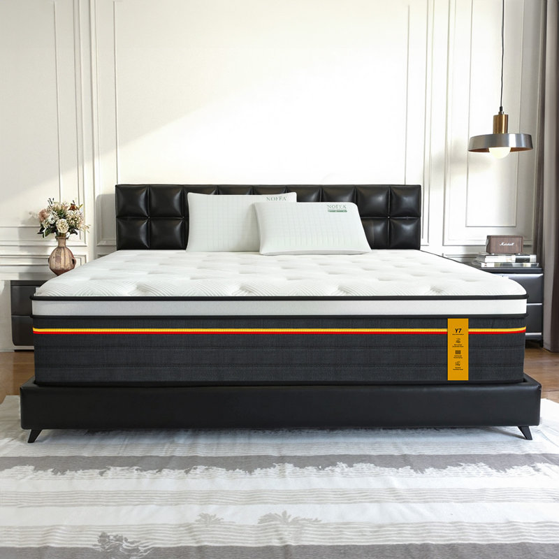Full Mattress 12 Inch Hybrid Mattress And Standard Bed Pillows Set Of 2 - Medium Firm - Pressure Relief & Edge Support,Certipur-US Certified