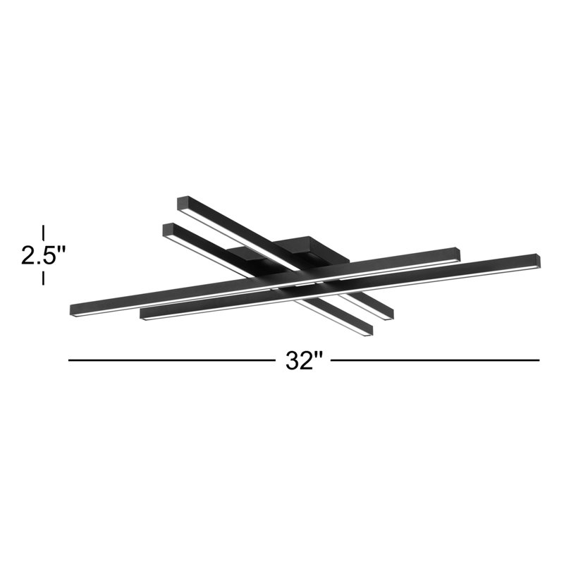 Plafonnier encastré 1 lumière Rendon, Noir, 32"