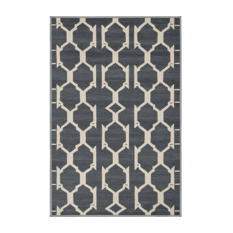 Machine Washable Trellis Gray Area Rug, Rectangle 7' x 10'