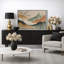 «Neutral Earth Tone Abstract Landscape Bamboo Artwork», photos de salon, impression sur toile encadrée-126545770-126545768
