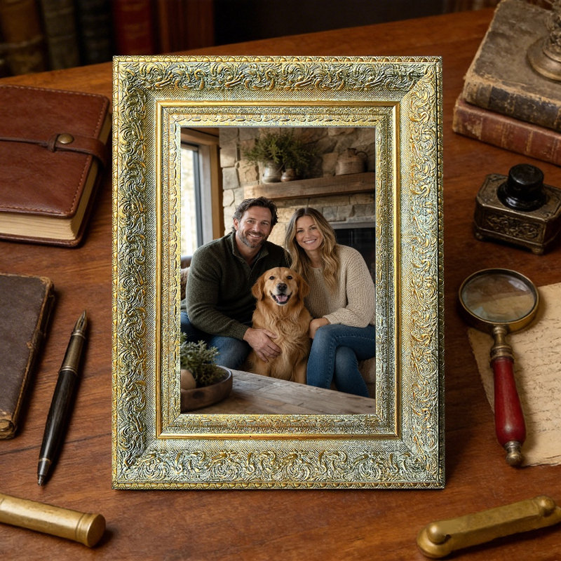 Cadre photo orné antique 3 pièces 8 "x 10" avec support de table et crochets muraux, Antique Gold, 3, 8" W x 10" H