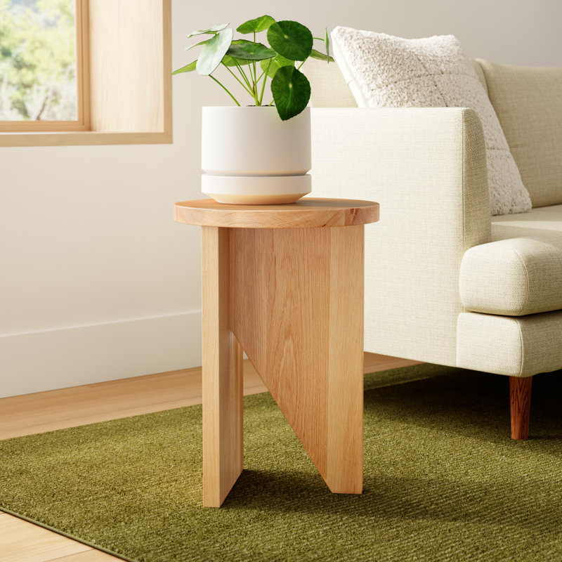 Shayne Solid Wood Abstract End Table, Natural