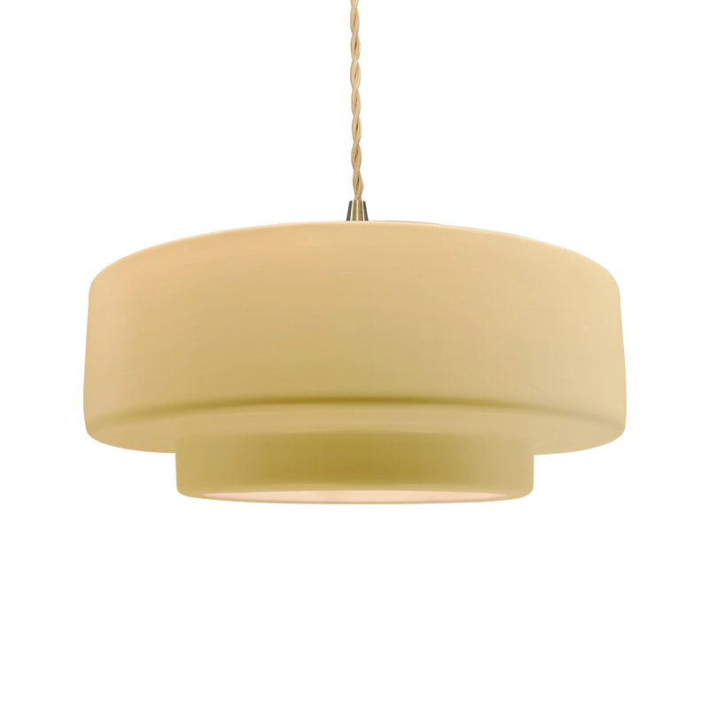 Meydan 1 - Light Single Drop Pendant, 6" H x 16.25" W x 16.25" D, Muted Yellow, Brushed Brass