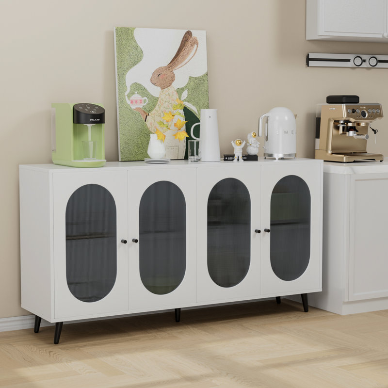 Accent Sideboard Cabinet With Acrylic Doors, Freestanding Storage Cupboard Console Table  Kitchen Dining  Hallway Office,
