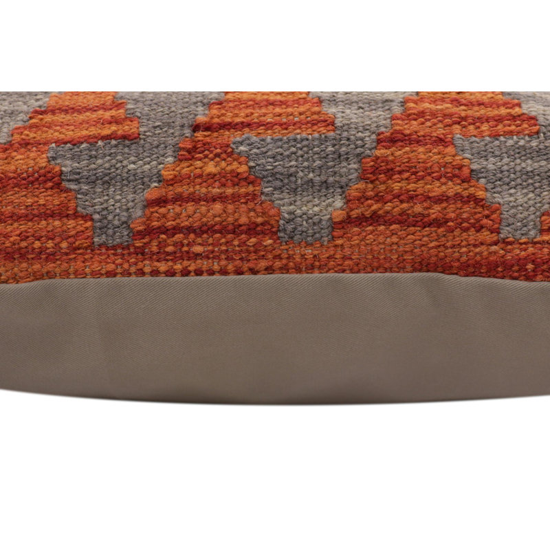 Coussin en kilim Tribal Miller, H 20 po x l 20 po, Rouille / gris / bleu / vert