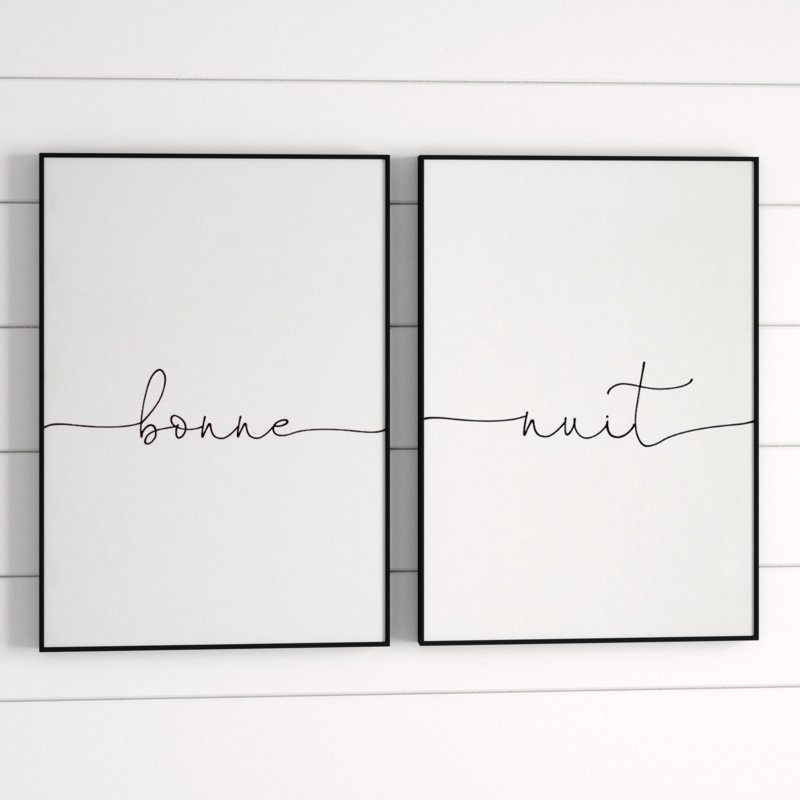 Bonne Nuit - 2 Piece Print, Matt Black Frame, 31 cm H x 22 cm W x 2.5 cm D