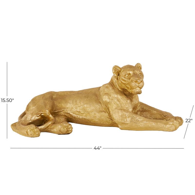 Gold Resin Laying Tiger Decorative Sculpture