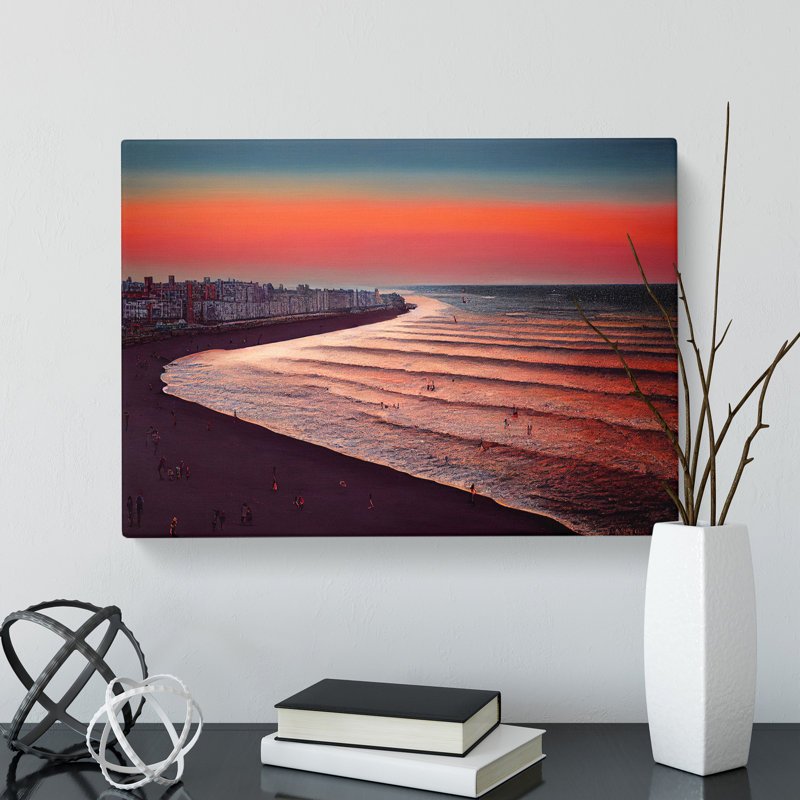 Beach At Sunset - Wrapped Canvas Print, 35cm H x 50cm W x 3cm D
