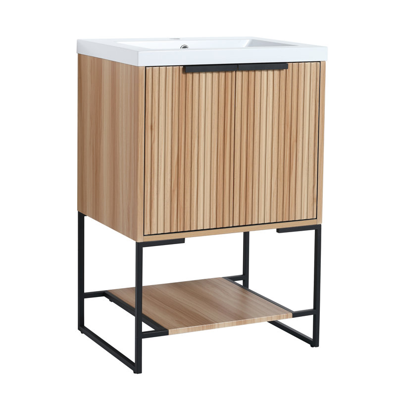 23.63'' Single Bathroom Vanity with Resin Top, Maple
