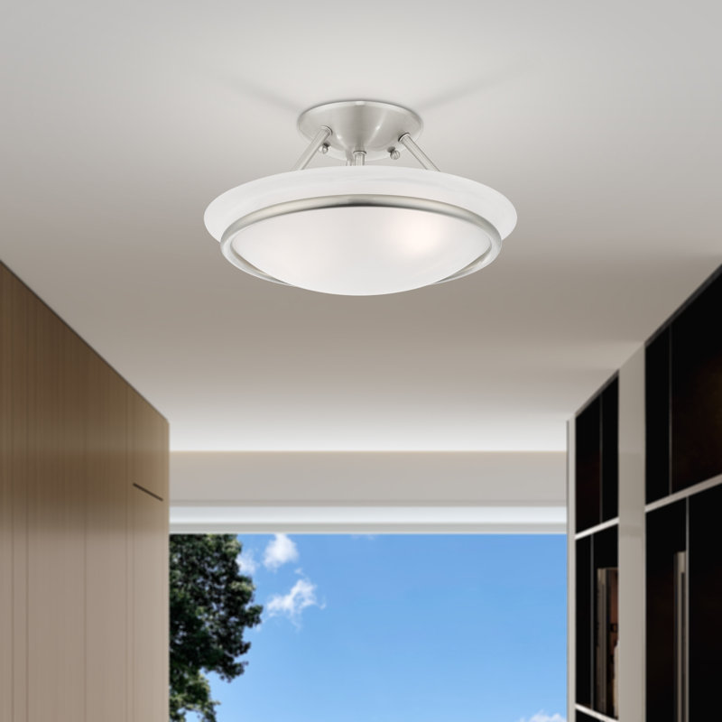 Wilbrecht Glass Semi Flush Mount, 5" H, Brushed Nickel