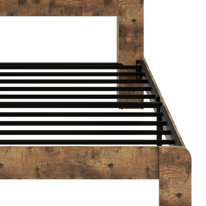 Structure de lit plateforme avec tête de lit à DEL avec rangement et 2 USB, grand rangement sous le lit, Très grand
