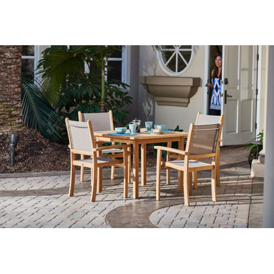 Crider Pearl 5-Piece Square Teak Outdoor Dining Set