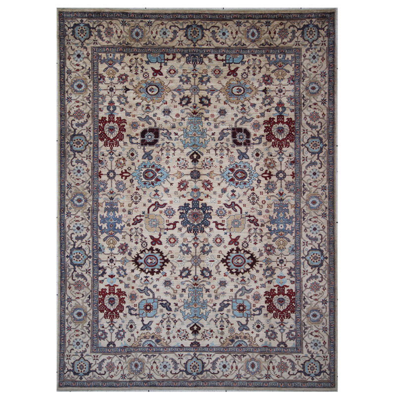 Tapis unique ivoire / bleu / rouge 8 pi 10 po x 12 pi 2 po