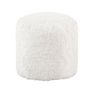 Faux Fur Pouf Footstool, Non-Slip Surface, 300Lb Weight Capacity, 16" X 17"H, Interior Aspect Non-Slip, Modern