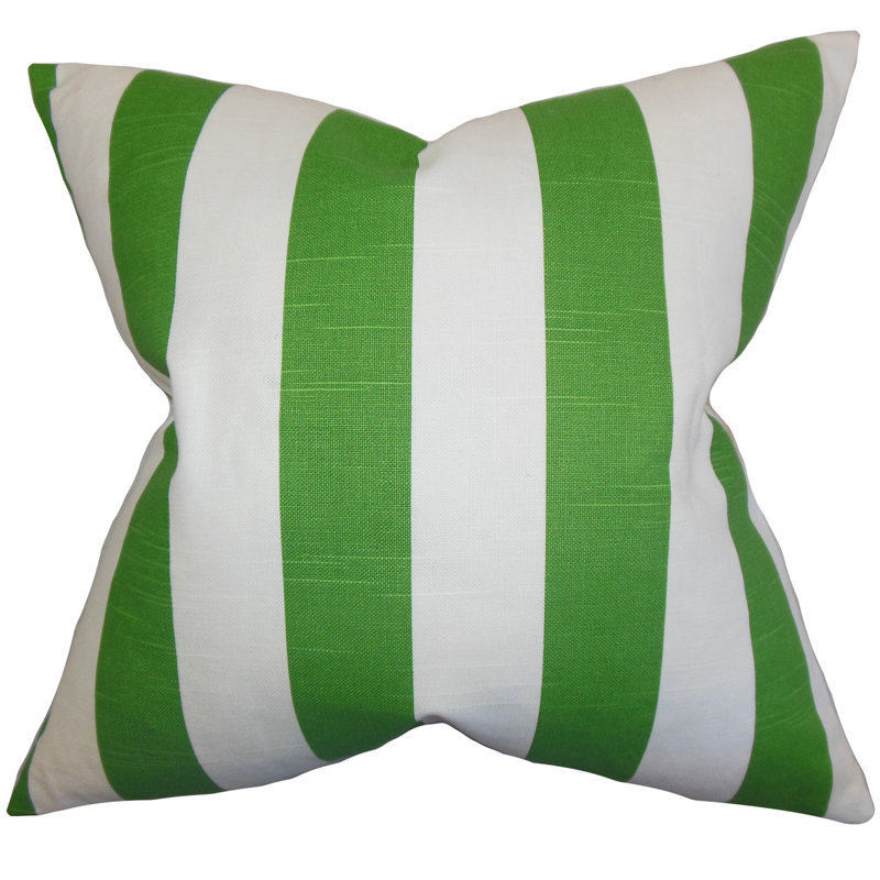 Square Pillow Cover & Insert, Green Broad Striped