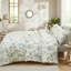Ensemble d'édredon 100% coton pour grand lit 3 pièces Ensemble d'édredon botanique avec literie à motif floral avec fleurs vertes et orange, ensemble d'édredon léger et respirant pour chambre douillette-123104508-123104493-123104495