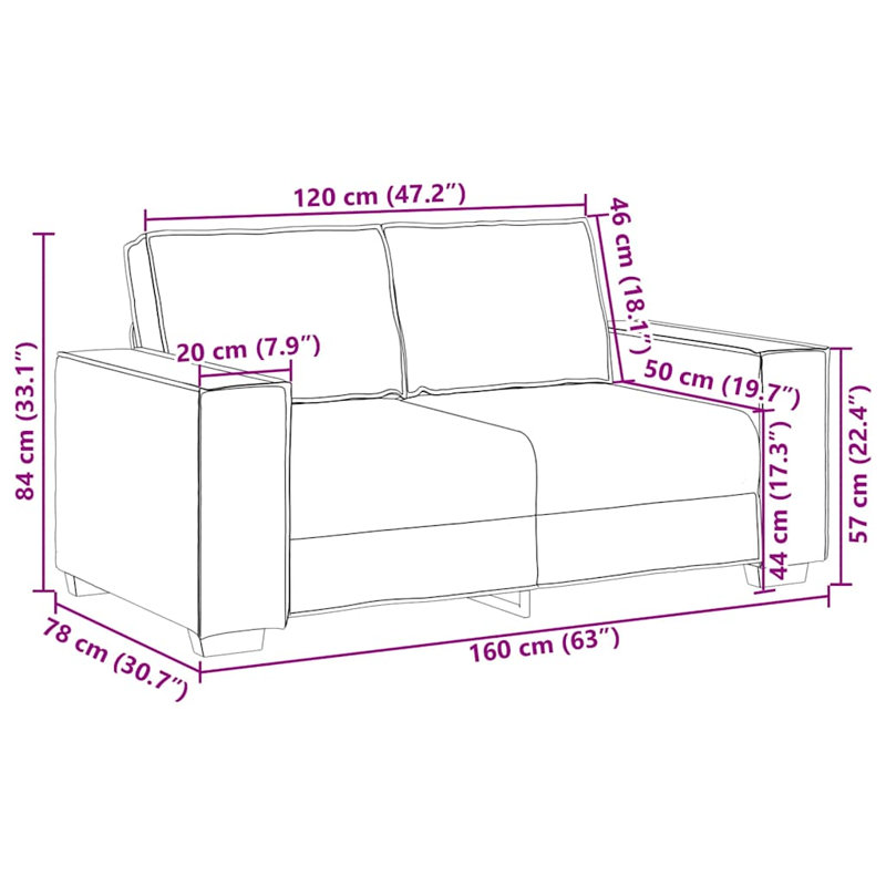 2-Seater Sofa Velvet, Black