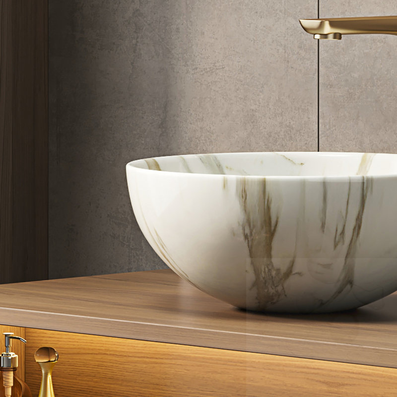 Lavabo de salle de bain Bowl, Blanc mat
