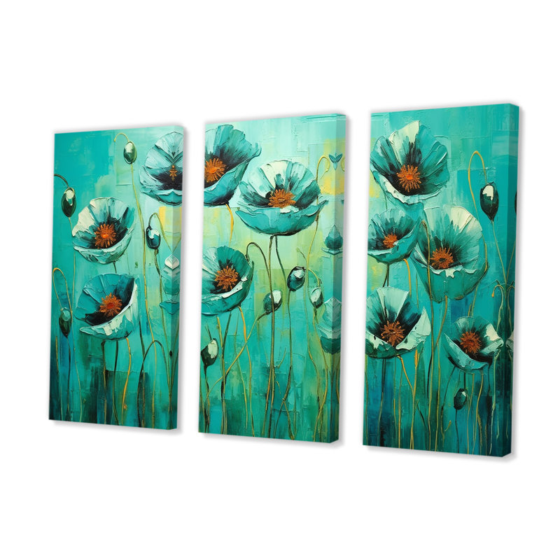 Ensemble de salon Emerald Elegance Poppies In The Breeze I - Poppies Wall Art, H 40 po x l 60 po x P 1 po