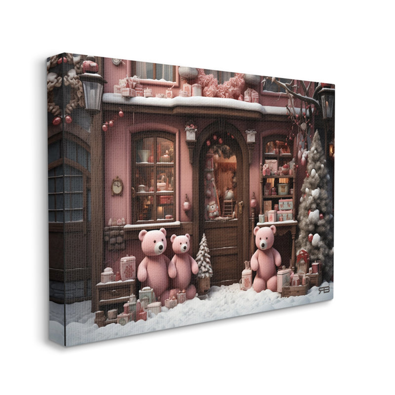 Boutique de Noël avec ours, H 16 po x l 20 po x P 1,5 po