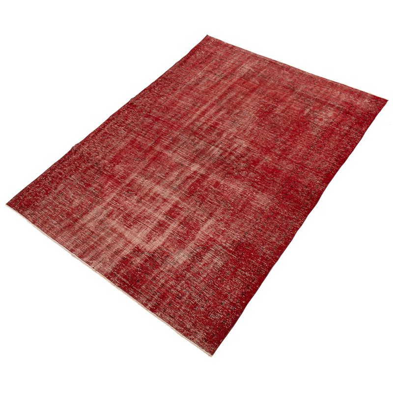 Tapis décoratif en laine rouge foncé de conception unique 6 pi 11 po x 9 pi 2 po Boston-Blu noué à la main