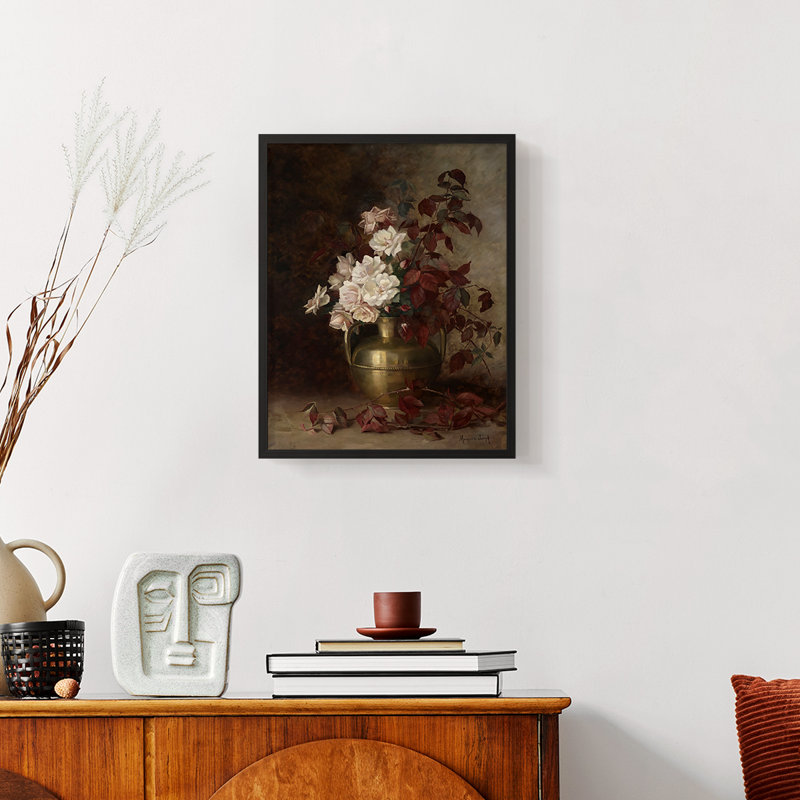 " Vintage Floral Print CXXIII ", Black, 10" H x 8" W