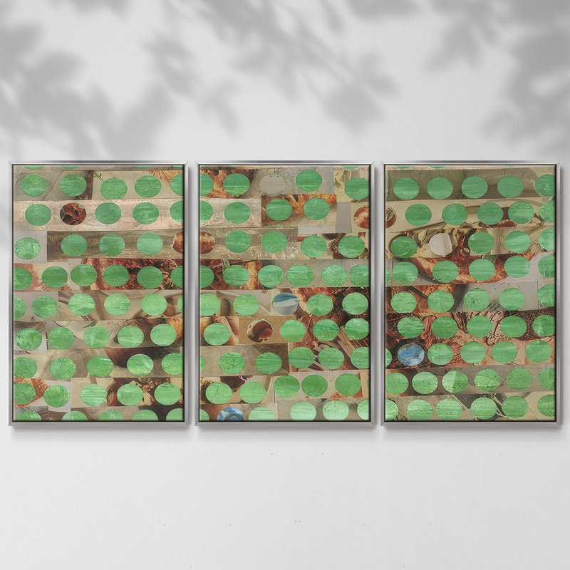 Impression sur toile encadrée 3 pièces Penny, H 40 po x l 78 po x P 2 po, Argent