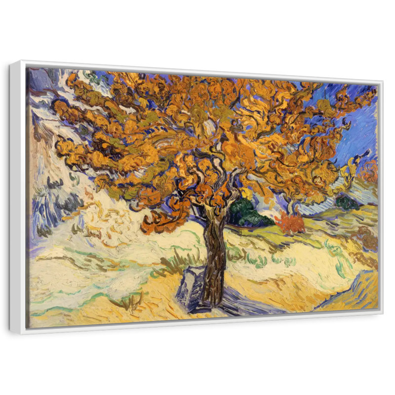 Le mûrier, 19 po x 13 po, Cadre flottant blanc