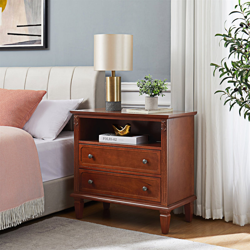 Nightstand End Table With Charging Station