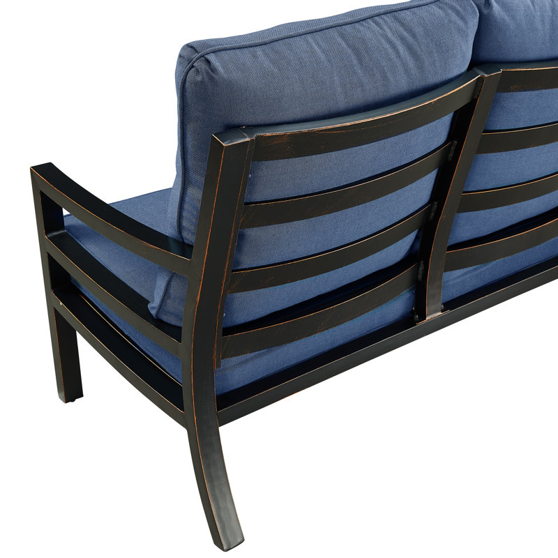 Canapé d'extérieur avec coussins 76,5 po Rodesta, Bleu