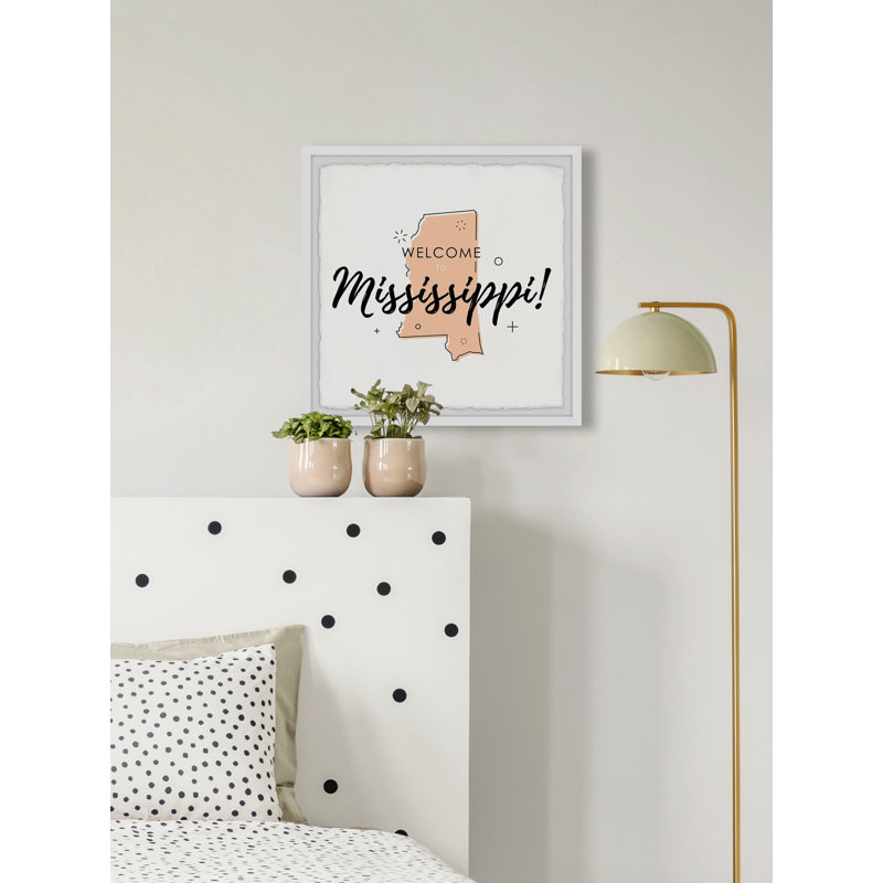 Welcome to Mississippi - Reproduction d'art textuel sur papier encadré, H 24 po x l 24 po x P 1,5 po