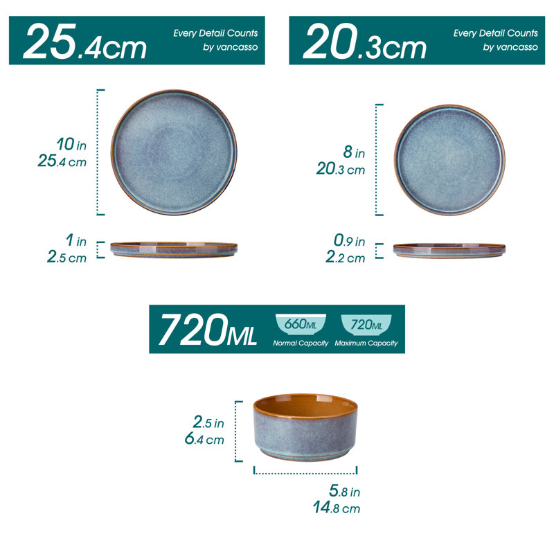Piece Stoneware Dinnerware Set - Service for 4, Mix-color