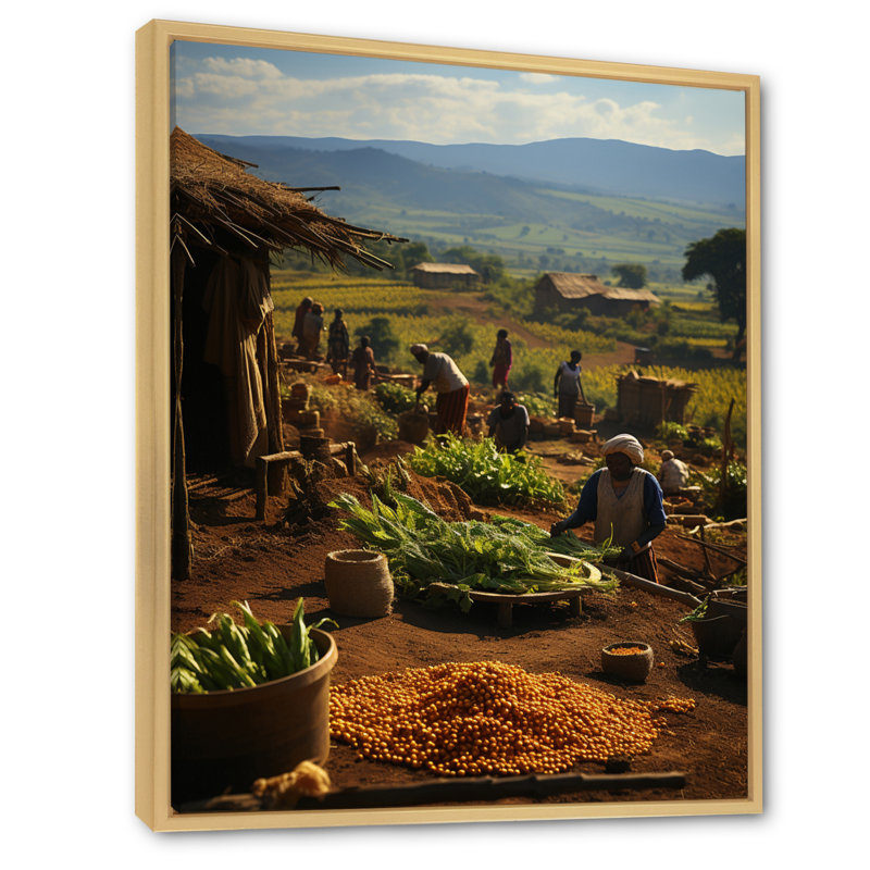 «Labrina African Tribes Kikuyu Harvest IV», reproduction sur toile, H 20 po x l 12 po, Cadre naturel flottant