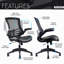 Élégante chaise de bureau en filet à dossier moyen avec accoudoirs réglables, noir